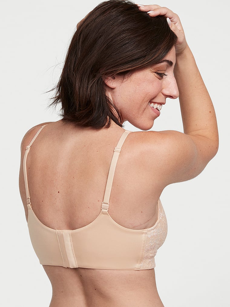 Victoria's Secret, Body by Victoria Smooth Mastectomy Bra, Marzipan, onModelBack, 1 of 3 Tara  is 5'1" or 155cm and wears 34B or Small