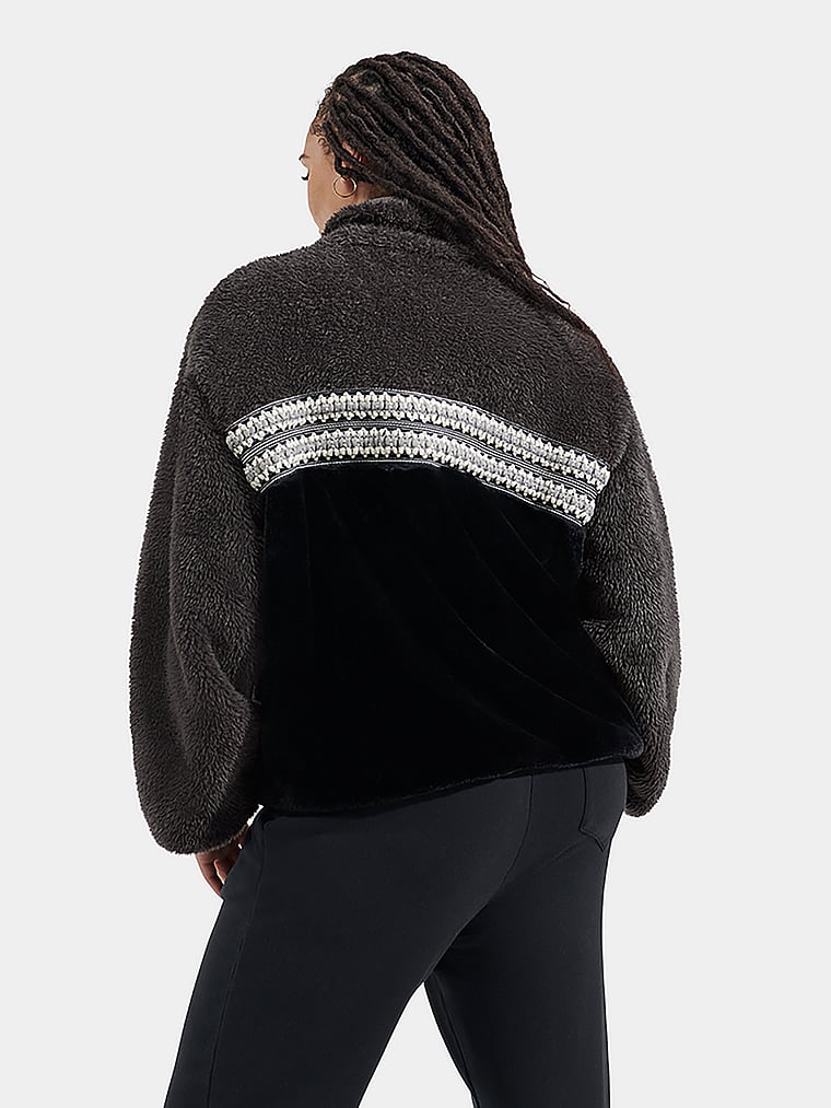 UGG® Marlene Sherpa Jacket Heritage Braid, Black Heritage Braid, onModelBack, 2 of 3