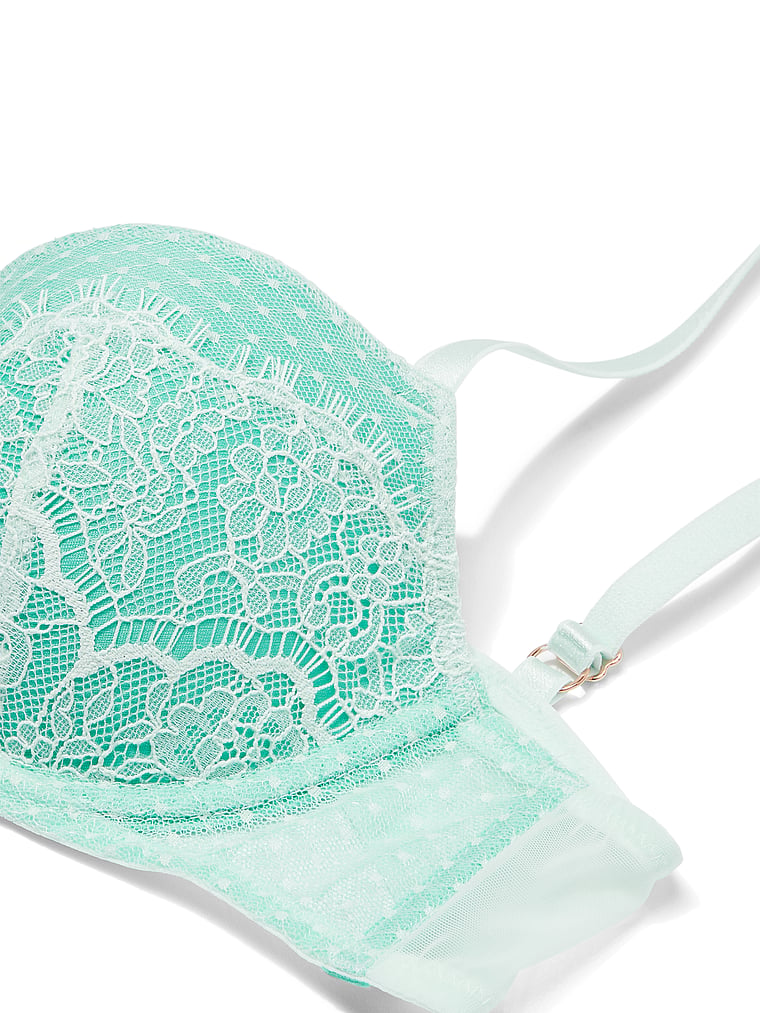 Victoria's Secret, Dream Angels Lace Lightly Lined Demi Bra, Crystal Water, detail, 4 of 5