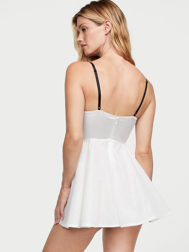 Victoria's Secret, Victoria's Secret Bow-Topped Bustier Slip Dress, Coconut White, onModelBack, 2 of 3 Maggie is 5'7" or 170cm and wears Small