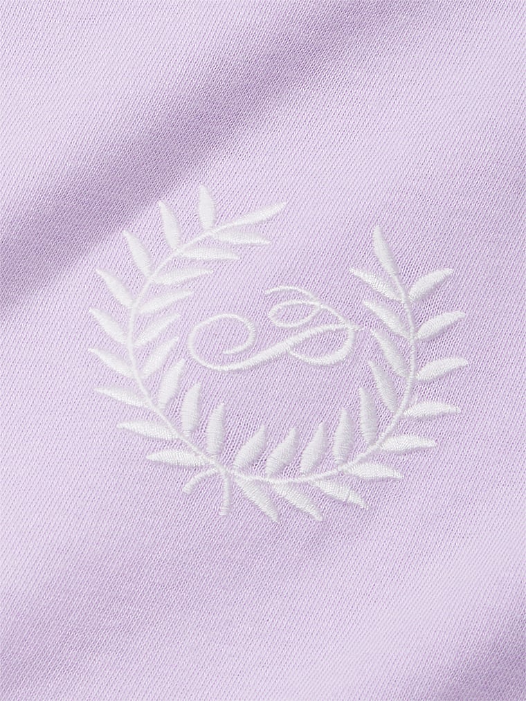 PINK Cotton Oversized Sleepshirt, Purple, detail, 4 of 4