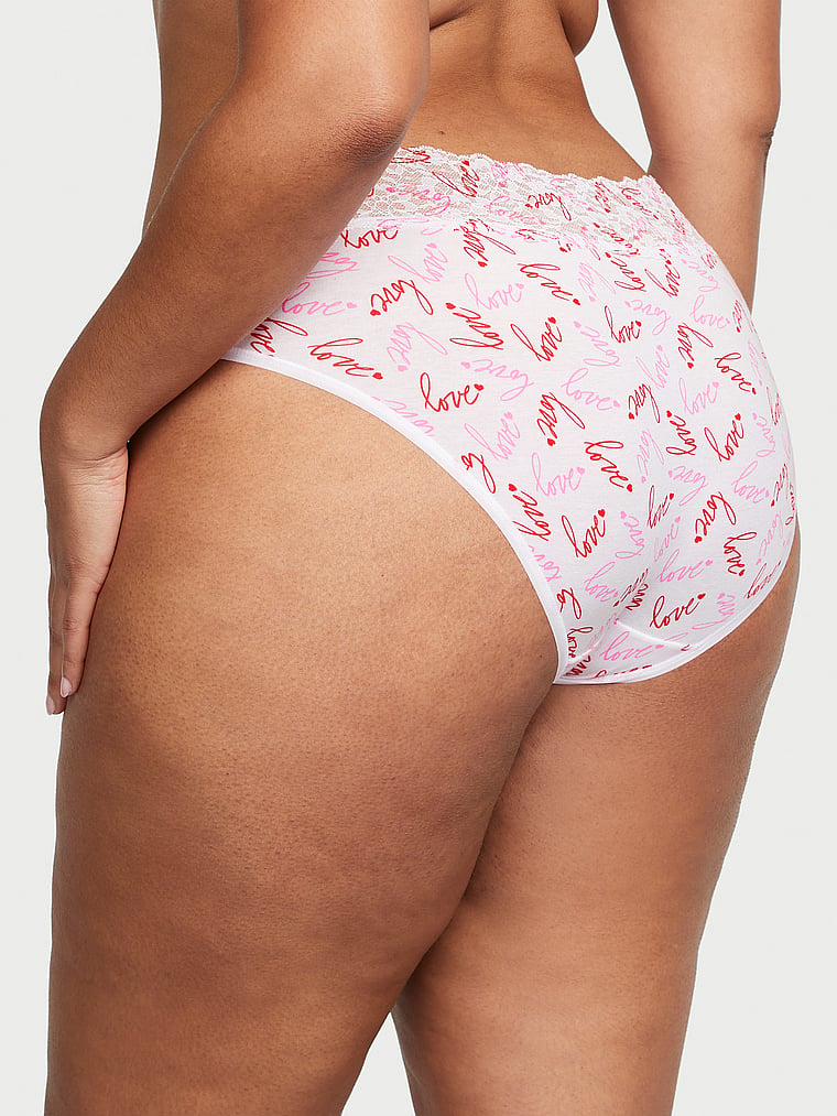 Victoria's Secret, The Lacie Lace-Waist Cotton Hiphugger Panty, Print, onModelBack, 2 of 3 Shadia  is 5'11" and wears Extra Extra Large