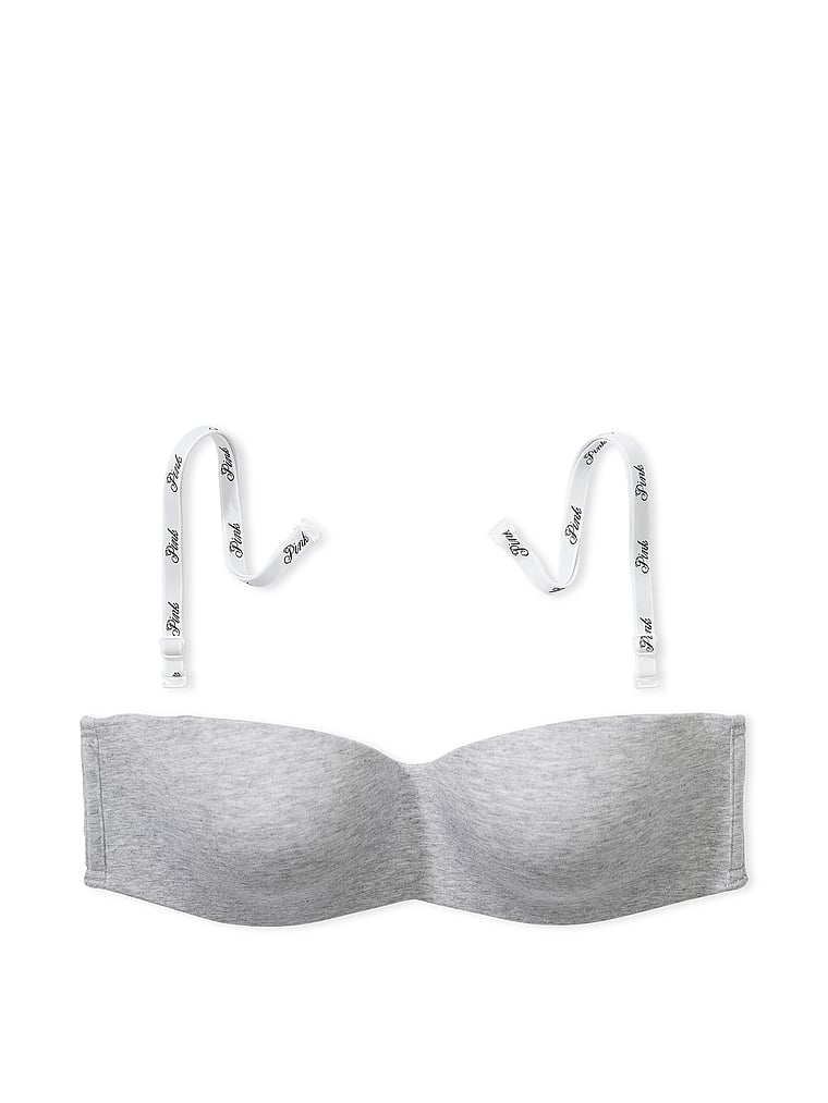 PINK Wear Everywhere Wear Everywhere Lightly Lined Strapless Bra, Medium Heather Grey, offModelFront, 3 of 3