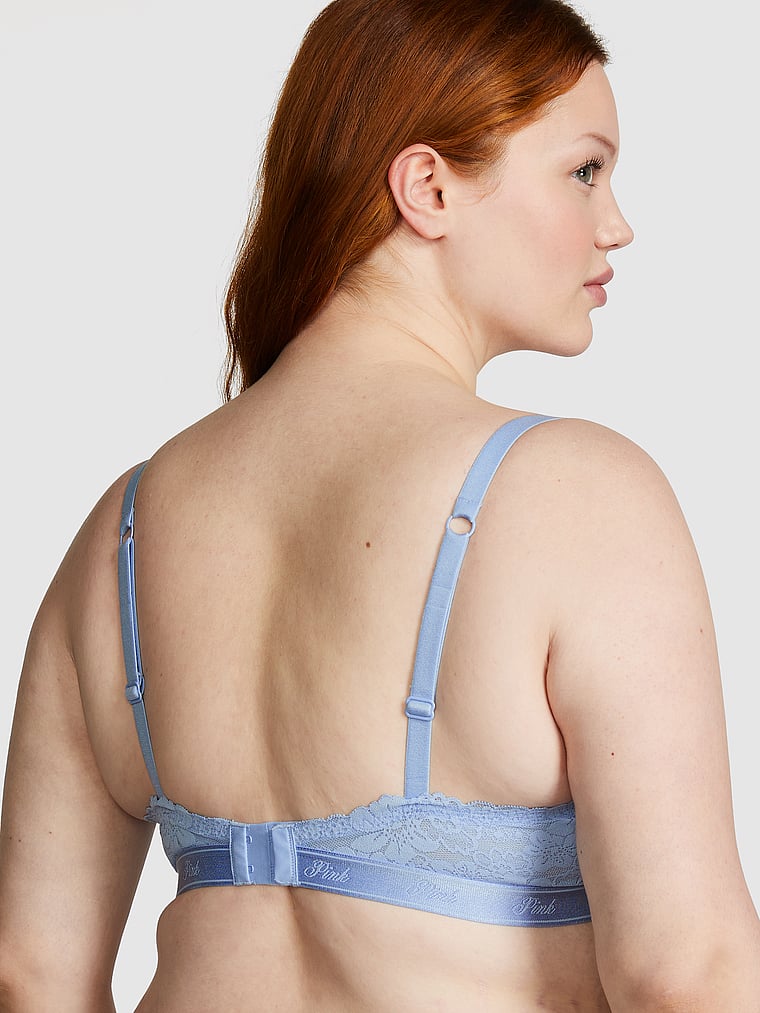 PINK Wink Push-Up Balconette Bra, Harbor Blue, onModelBack, 2 of 4 Finley  is 5'9" and wears 38DD (E) or Large