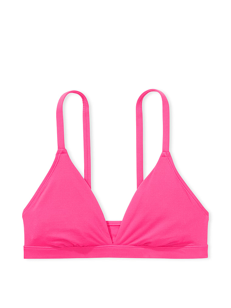 PINK Bralettes & Bra Tops Base Stretch Triangle Bralette, Enchanted Pink, offModelFront, 4 of 4