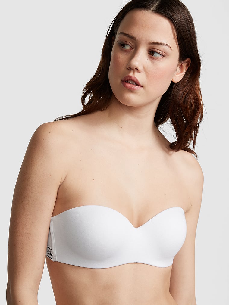 PINK Wear Everywhere Wear Everywhere Push-Up Strapless Bra, Optic White, onModelFront, 1 of 3