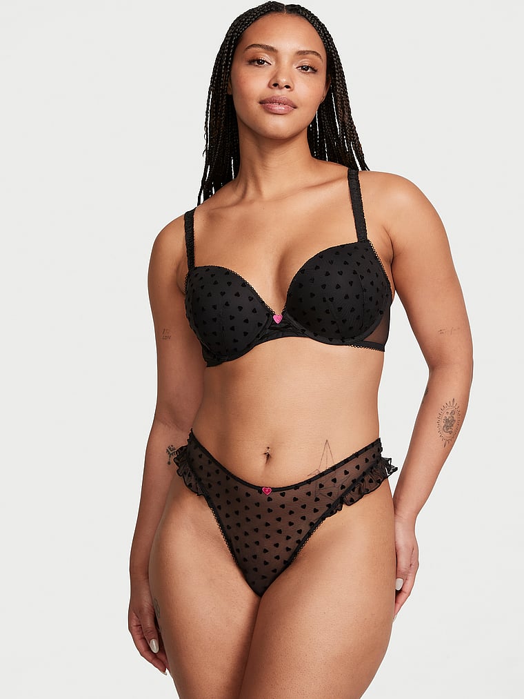 Victoria's Secret, Victoria's Secret Tease Lola Push-Up Bra, Black Hearts, onModelSide, 4 of 4 Gilly  is 5'10" and wears 36D or Large