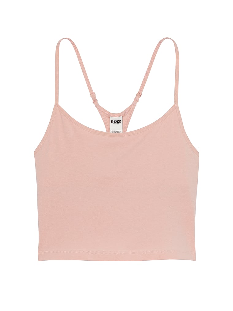 PINK Cotton Jersey Tank Top, Wanna be Pink, offModelFront, 3 of 3