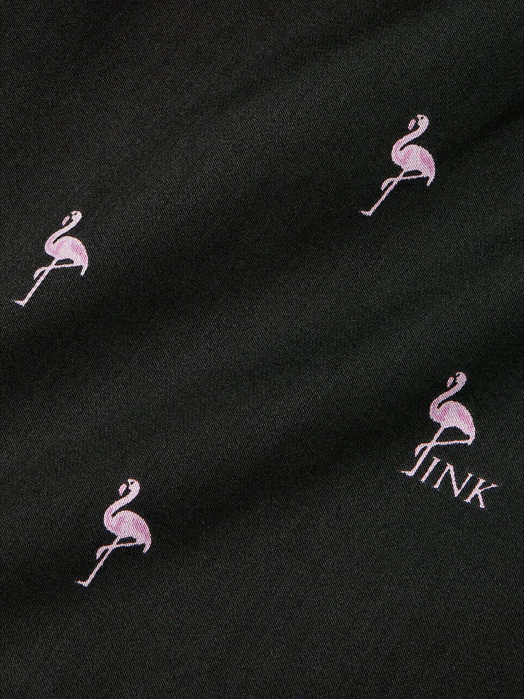 PINK TENCEL™ Boxy Pajama Shorts, Pure Black Flamingo, detail, 4 of 4
