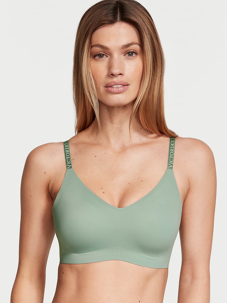 Victoria's Secret, The T-shirt T-Shirt Lightly Lined Comfort Bra, Seasalt Green, onModelFront, 1 of 4 Maggie is 5'7" and wears 32B or Small