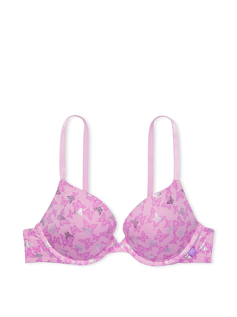 Victoria's Secret, Victoria's Secret Sexy Tee Smooth Push-Up Bra, Violet Sugar Butterflies, offModelFront, 2 of 4