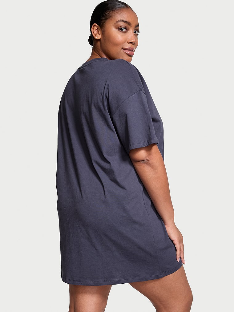 Victoria's Secret, Victoria's Secret Cotton Sleepshirt, Slate Blue, detail, 2 of 4 Brianna is 5'10" and wears Extra Large