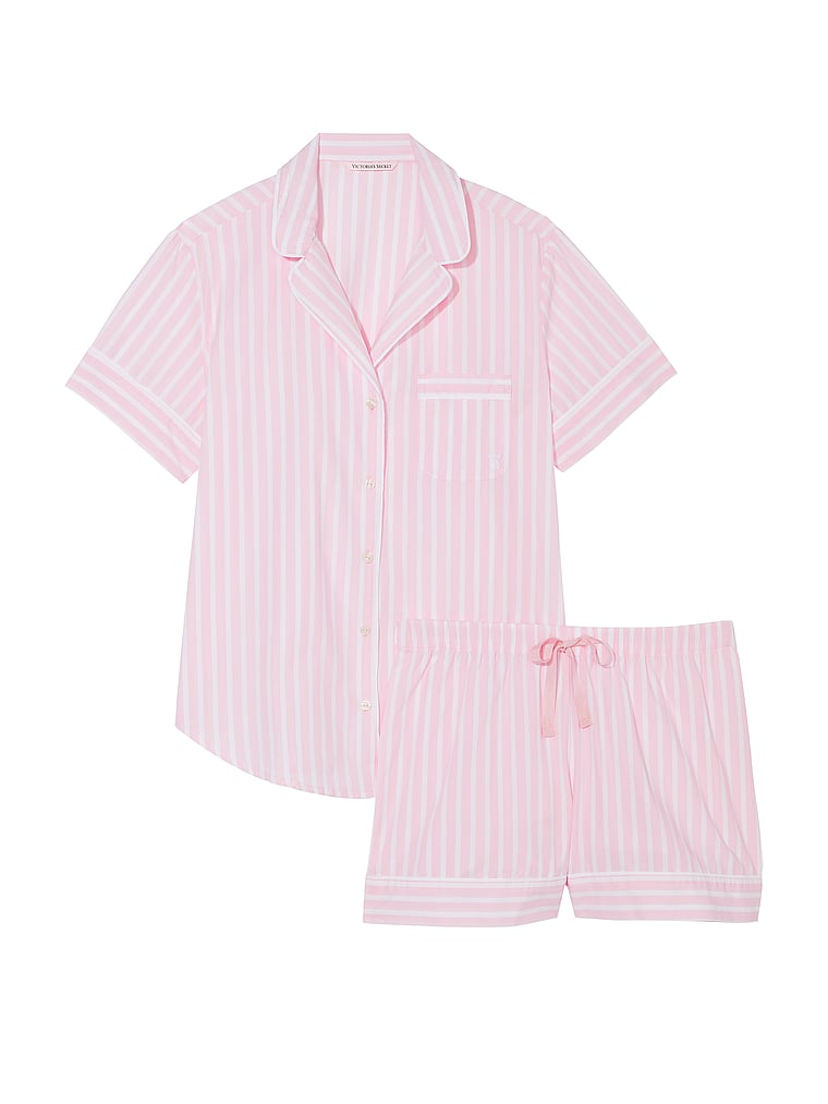 Victoria's Secret, Victoria's Secret Cotton Short Pajama Set, Pretty Blossom Stripes, offModelFront, 3 of 4
