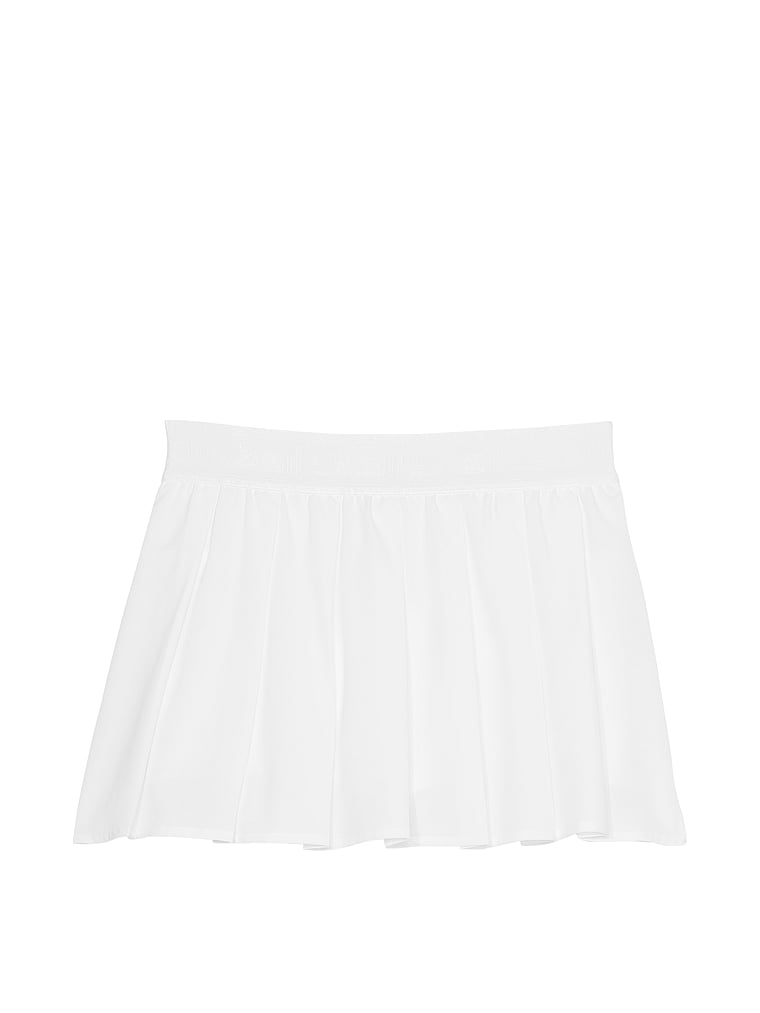 PINK Tech Stretch Pleated Tennis Skort, White/Ivory, offModelFront, 3 of 4