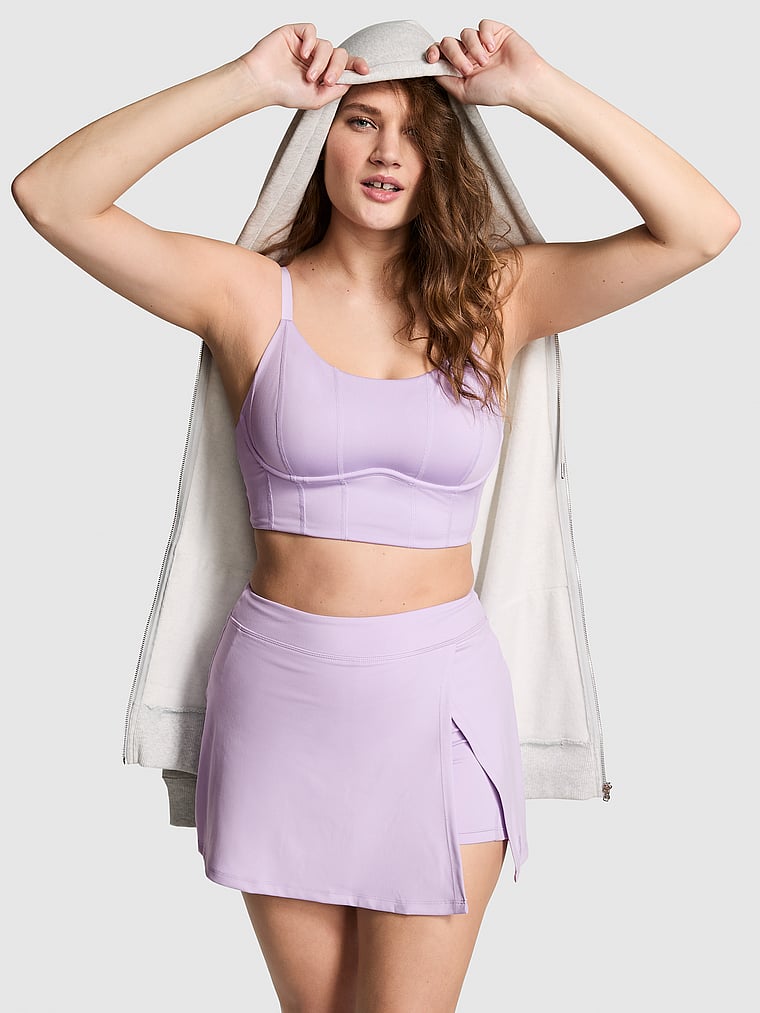 PINK Ultimate Athletic Skort, Pastel Lilac, onModelSide, 4 of 4 Callie is 5'9" and wears Large