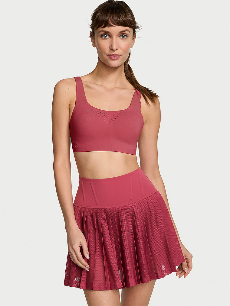 Victoria's Secret, Victoria's Secret VS Elevate Mesh Tennis Skirt, Deep Rose, onModelFront, 1 of 4 Ari is 5'9" and wears Small