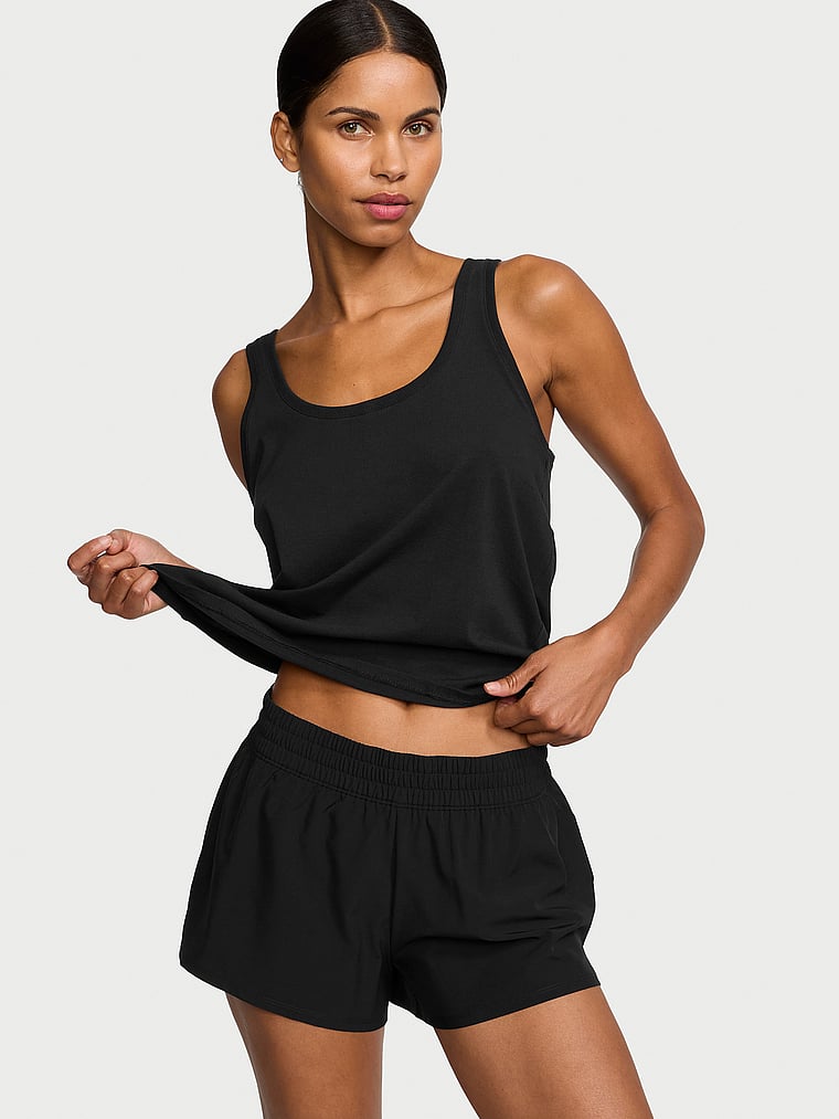 Victoria's Secret, Victoria's Secret Running Shorts, Black, onModelFront, 3 of 4 Daiane is 5'11" and wears Small