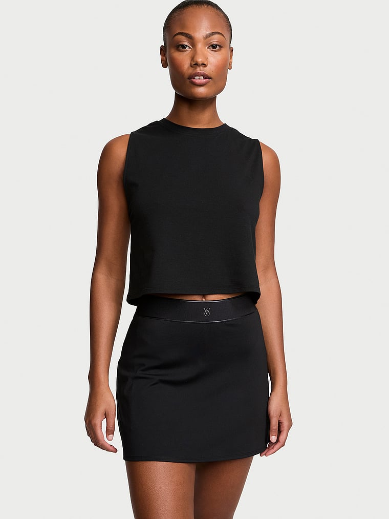 Victoria's Secret, Victoria's Secret Tennis Skirt, Black, onModelFront, 1 of 3 Ange-Marie is 5'10" and wears Small