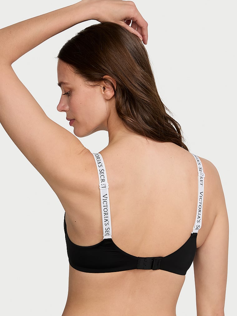 Victoria's Secret, The T-shirt Lightly Lined Demi Bra, Black, onModelBack, 2 of 3 Joy  is 5'10" and wears 34B or Small
