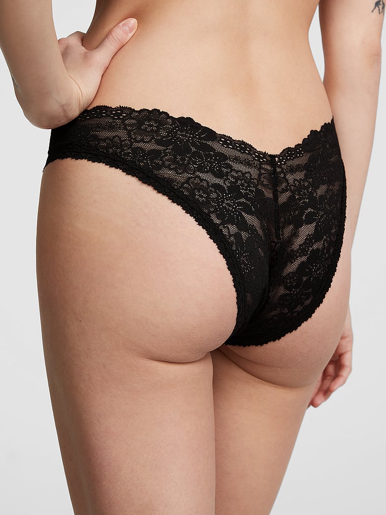 PINK Wink V-Front Brazilian Panty, Pure Black, onModelBack, 2 of 4 Sofia is 5'10" and wears Small