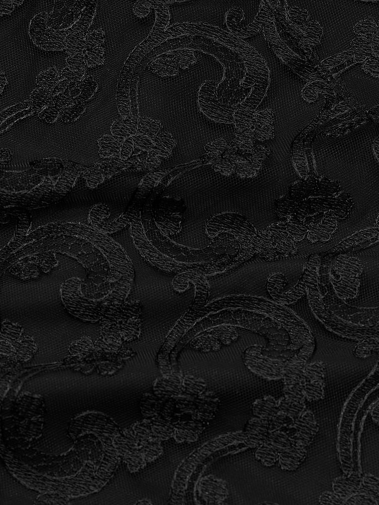 Victoria's Secret, Victoria's Secret Boho Floral Embroidery Halter Slip, Black, detail, 4 of 4