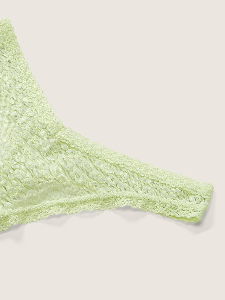 PINK Wear Everywhere Lace Thong Panty, Icy Lime, detail, 3 of 3