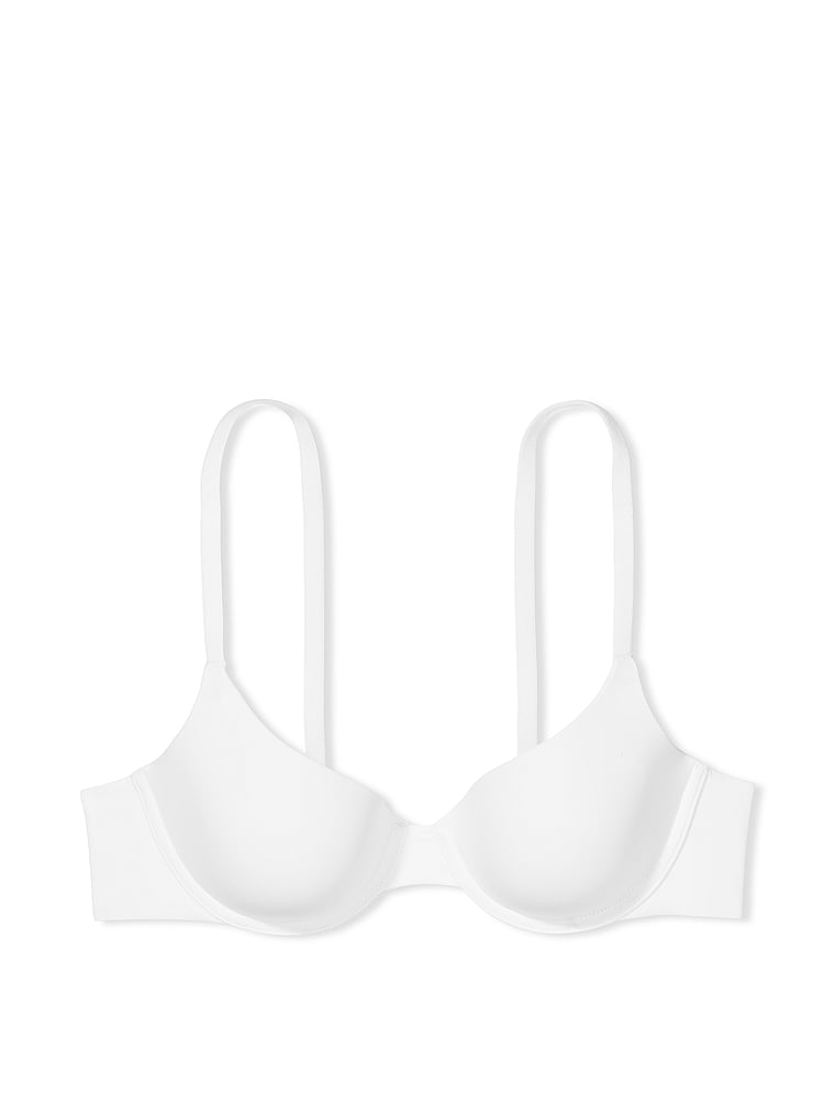 Victoria's Secret, The T-shirt Lightly Lined Demi Bra, White, offModelFront, 3 of 4