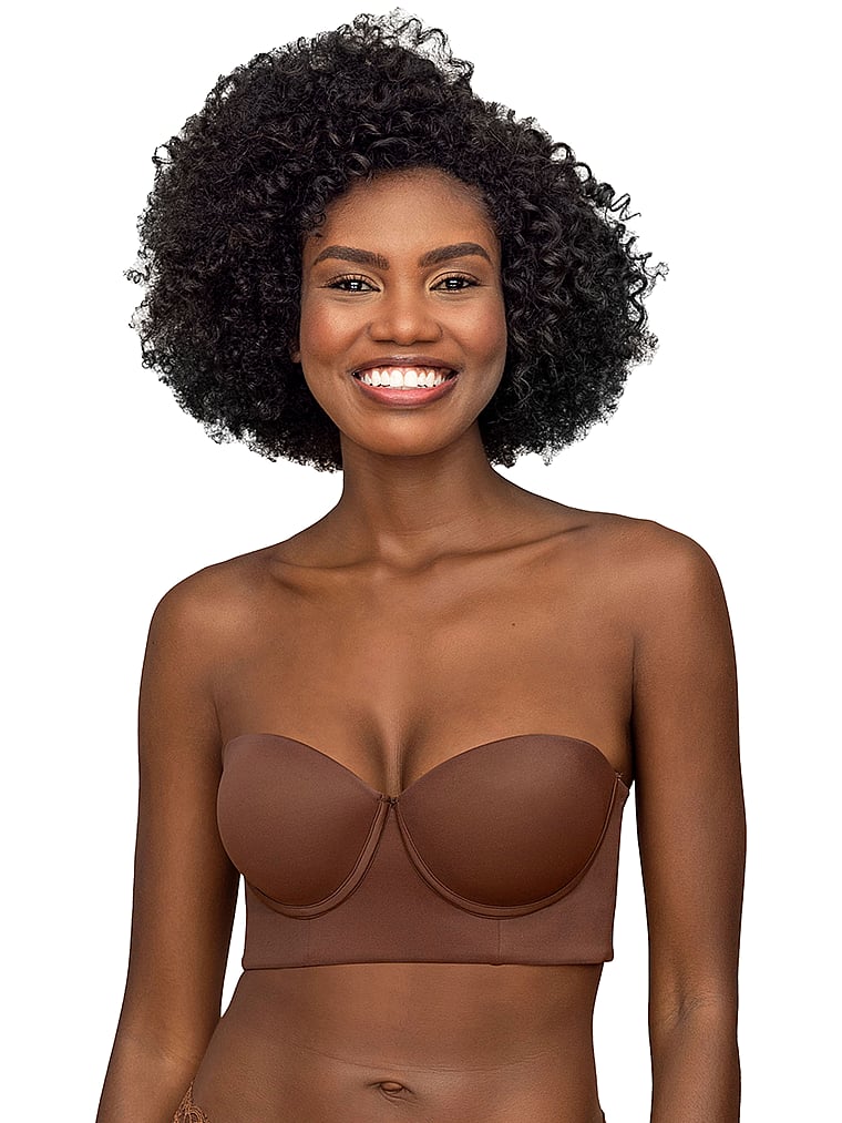 Victoria's Secret, Leonisa Shapewear Strapless Contouring Longline Bra, Dark Brown, onModelFront, 1 of 2