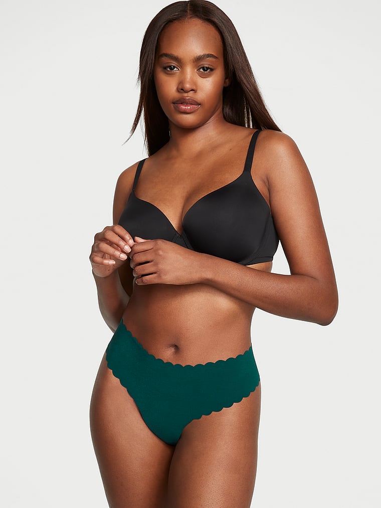 Victoria's Secret, No-Show No-Show Thong Panty, Deepest Green, onModelFront, 1 of 4 Maya is 5'11" and wears Large