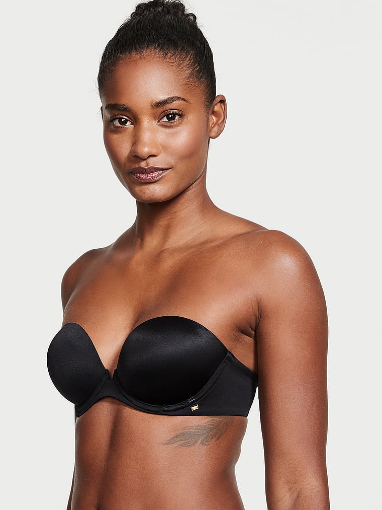 Victoria's Secret, Very Sexy  Push-Up Strapless Bra, Black, onModelFront, 1 of 4 Melodie is 5'10" and wears 34B or Medium