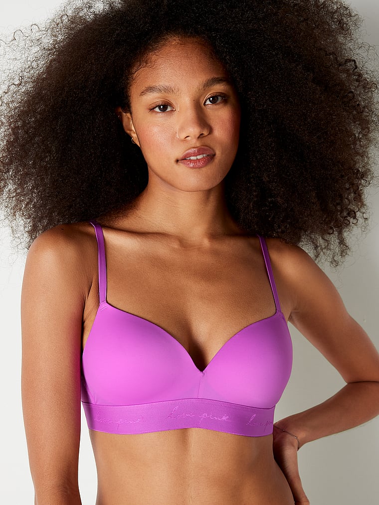 PINK Wear Everywhere Wear Everywhere Wireless Push-Up Bra, House Party, onModelSide, 3 of 5 Serguelen is 5'10" and wears 34B or Small