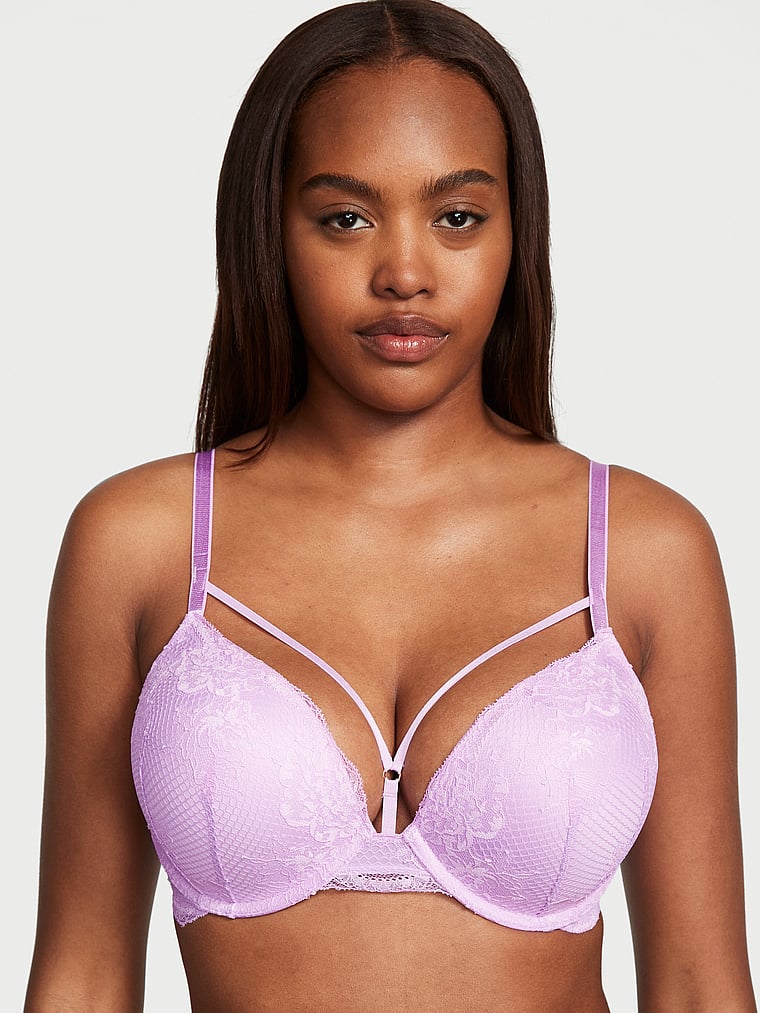 Victoria's Secret, Very Sexy Bombshell Add-2-Cups Push-Up Bra, Silky Lilac, onModelFront, 3 of 4 Maya is 5'11" and wears 36D or Medium