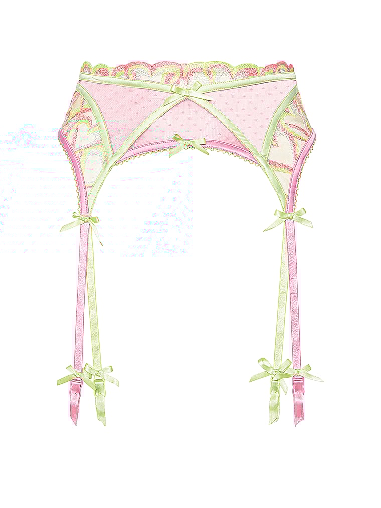 Victoria's Secret, For Love & Lemons Hugging Hearts Embroidery Garter Belt, offModelFront, 4 of 5