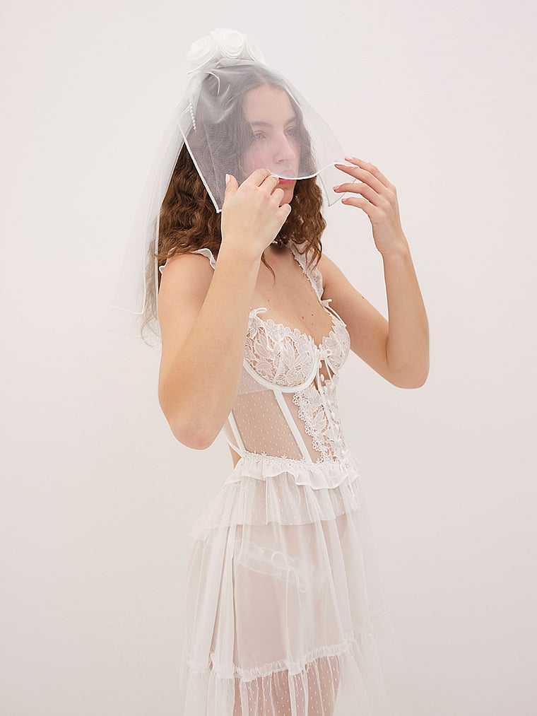 Victoria's Secret, For Love & Lemons Velo Eternal Rose, Blanco, detail, 6 of 6