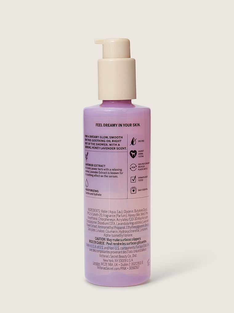 Victoria's Secret, Cuidado corporal Aceite corporal calmante Honey Lavender con miel pura y extracto de lavanda , offModelBack, 2 of 3
