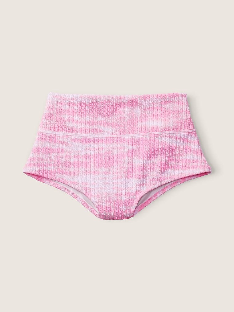 Parte inferior de traje de baño estilo minishort de cintura alta estilo  craquelado - PINK