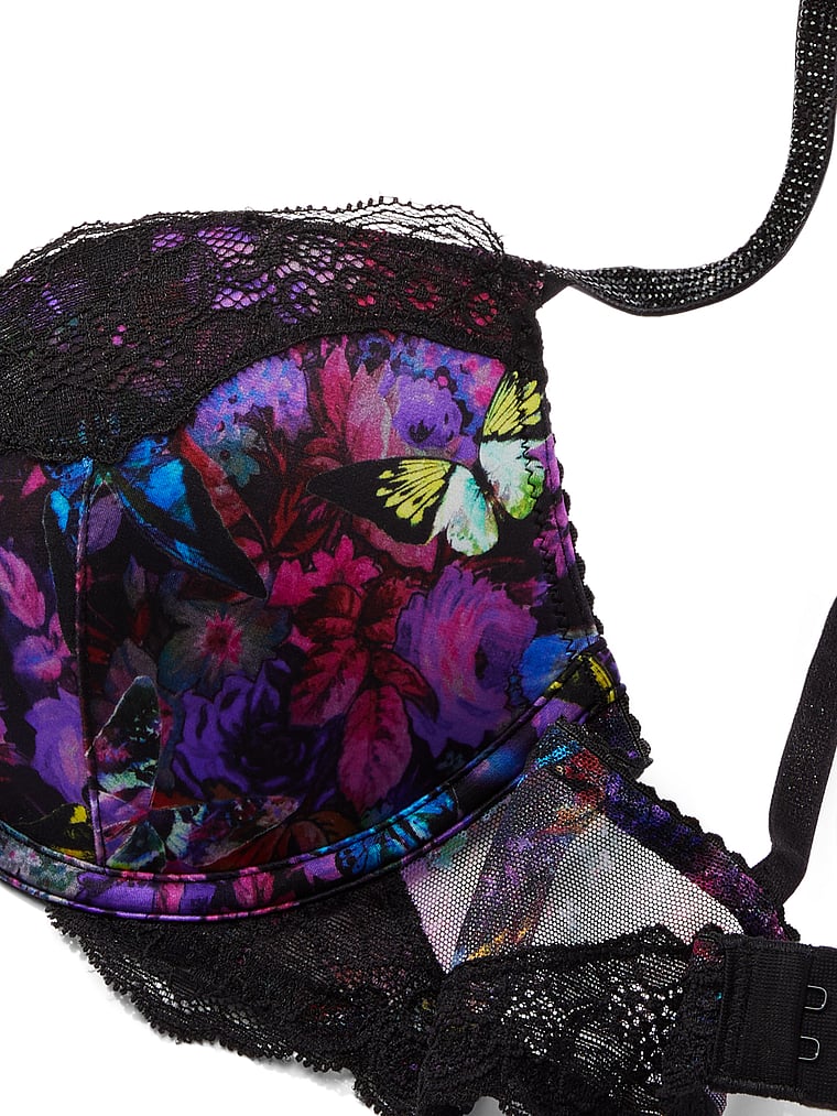 Victoria's Secret, Very Sexy Shine Strap Lace Trim Push-Up Bra, Moody Floral, detail, 3 of 5