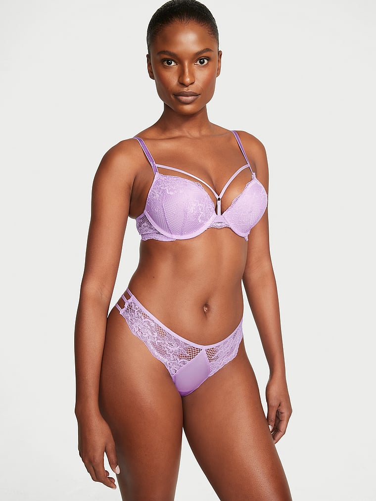 Victoria's Secret, Very Sexy Bombshell Add-2-Cups Push-Up Bra, Silky Lilac, onModelSide, 1 of 4 Tsheca  is 5'9" and wears 34B or Small
