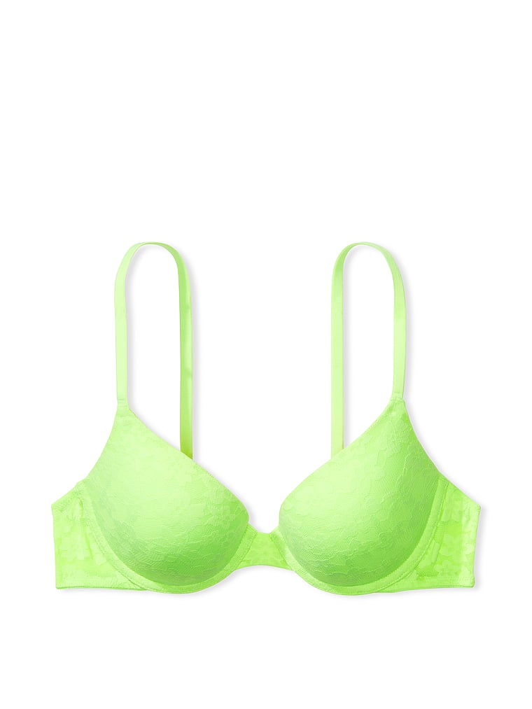 PINK Wear Everywhere Wear Everywhere Push-Up Bra, Pop Lime, offModelFront, 4 of 5