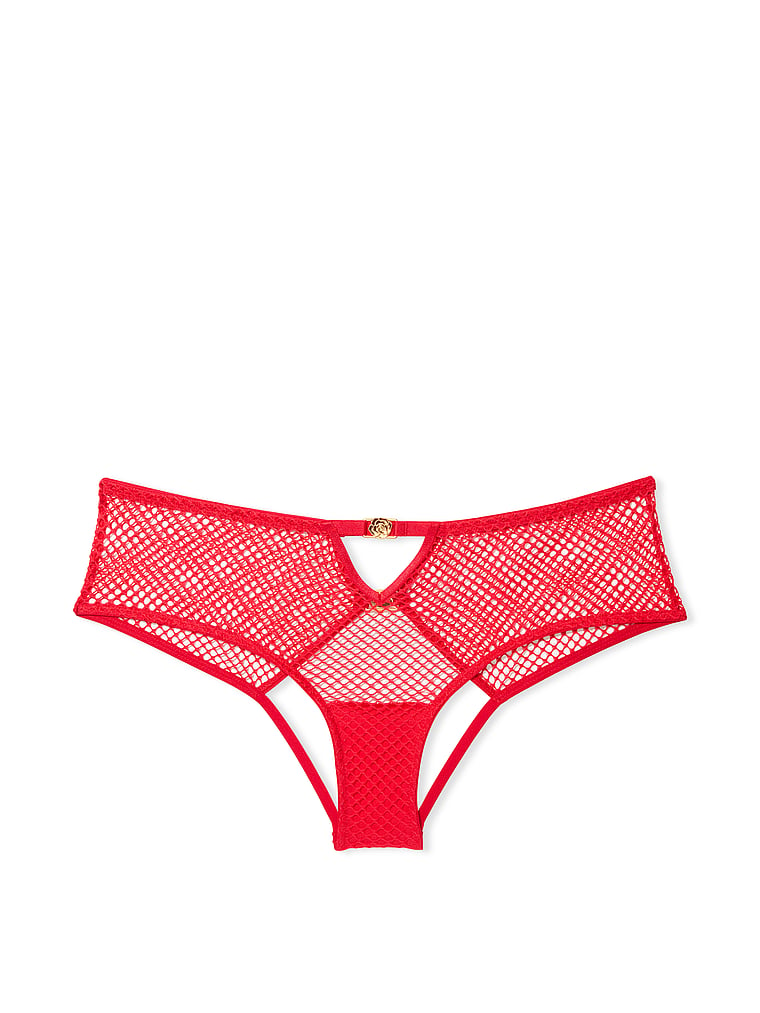 Victoria's Secret, Very Sexy Open-Back Fishnet Cheeky Panty, Lipstick, offModelFront, 4 of 4