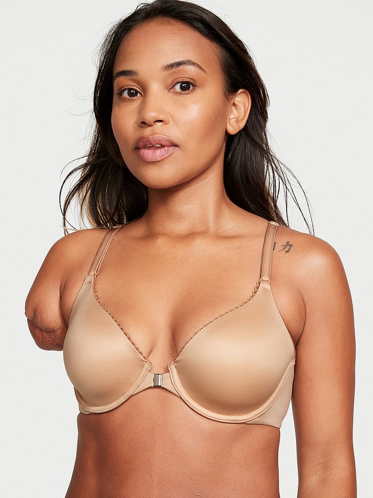 Victoria's Secret, Body by Victoria VS Adaptive Lightly Lined Front-Close Full Coverage Bra, Praline, onModelFront, 1 of 5 Model is 5'1" and wears 34B or Small