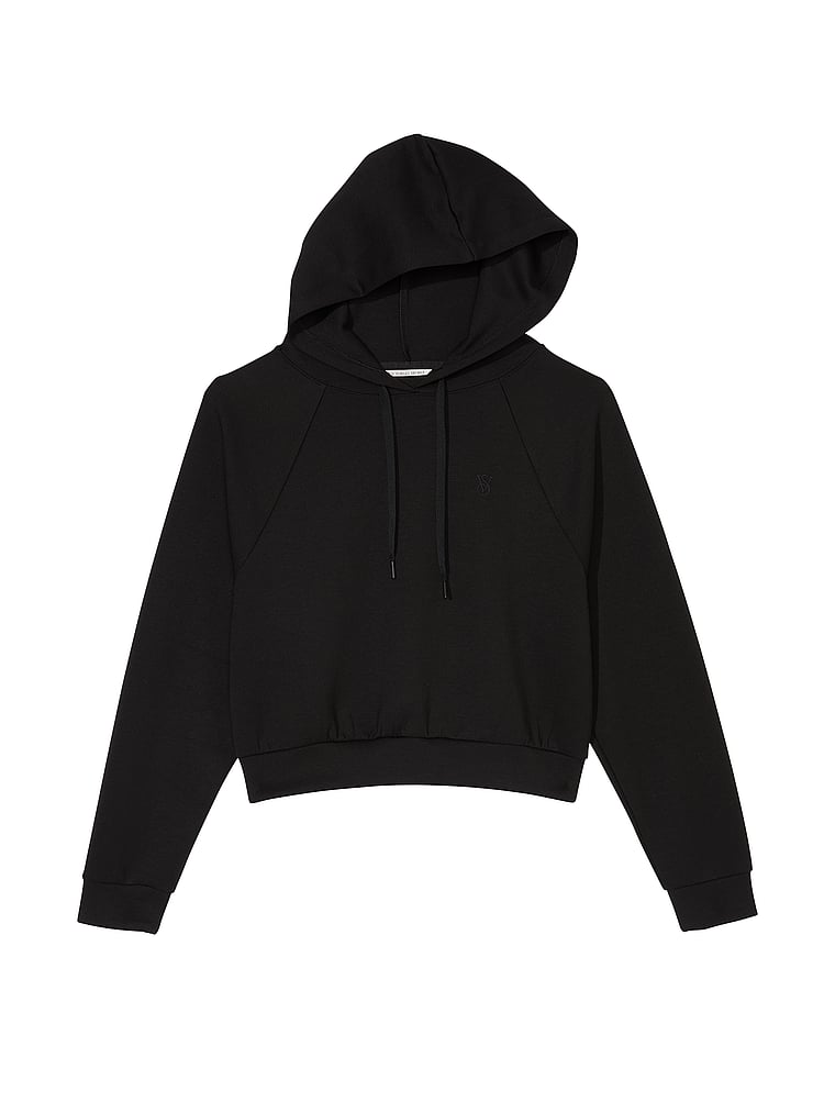 Victoria's Secret, Victoria's Secret Luxe Jersey Knit Hoodie, Black, offModelFront, 3 of 3