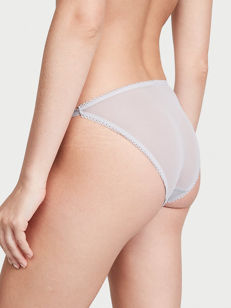 Victoria's Secret, The Lacie Celestial Embroidery String Bikini Panty, Flint Grey, onModelBack, 2 of 4 Rebecca is 5'9" or 175cm and wears Small