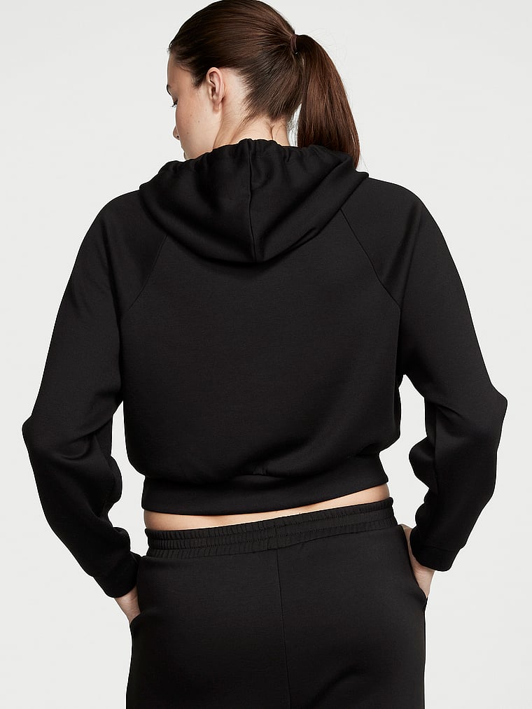 Victoria's Secret, Victoria's Secret Luxe Jersey Knit Hoodie, Black, onModelBack, 2 of 3 Mackenzie is 5'10" and wears Small