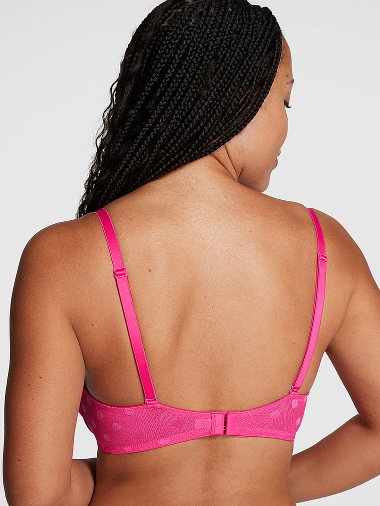 PINK Wear Everywhere Wear Everywhere Lightly Lined T-Shirt Bra, Enchanted Pink, onModelBack, 2 of 5 Eden is 5'8" or 173cm and wears 34DD (E) or Large